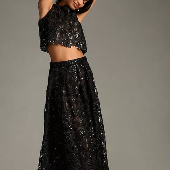 Eva Franco Sheer Embroidered Sequin Tank Top - Size 10 - Picture 7 of 8